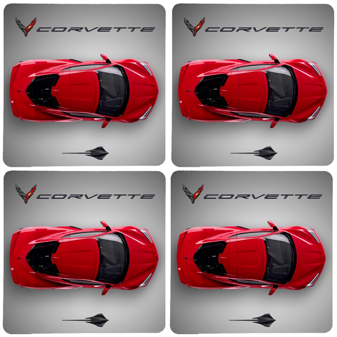 Next Generation C8 Corvette Stingray Top View Stone Coaster Bundle - Set of 4