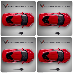 Next Generation C8 Corvette Stingray Top View Stone Coaster Bundle - Set of 4