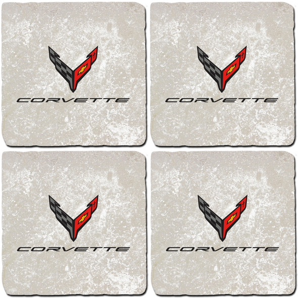 next-generation-corvette-c8-crossed-flags-script-light-stone-coaster-bundle-set-of-4