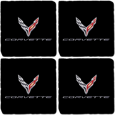 next-generation-corvette-c8-crossed-flags-script-black-tile-coaster-bundle-set-of-4