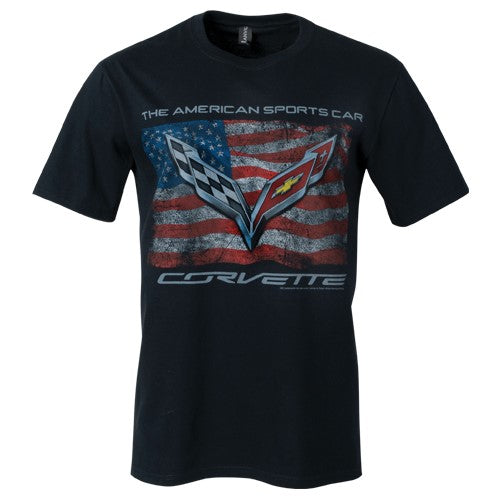 C7 Corvette Vintage USA Flag Tee - [Corvette Store Online]