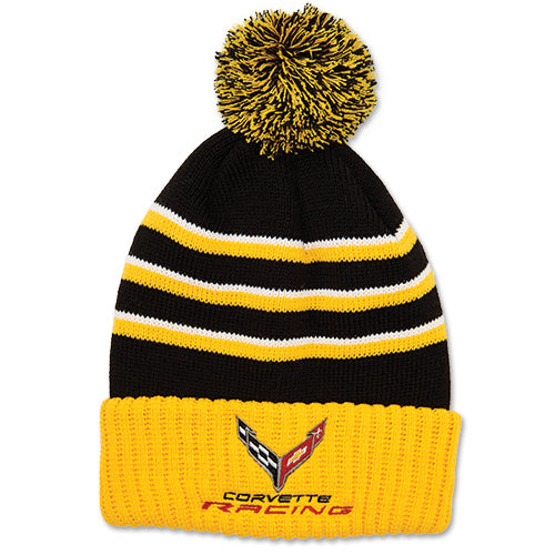 Corvette C8 Racing Knit Beanie w/ Pom