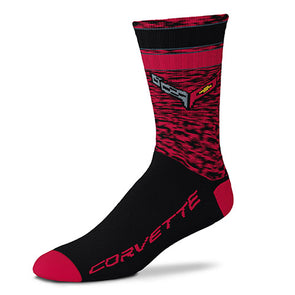 C8 Corvette Red Heather Crew Socks