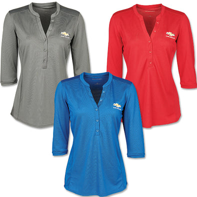 Ladies Chevrolet Gold Bowtie Pique Henley