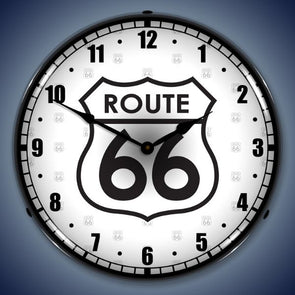 Route 66 Sign Lighted Clock