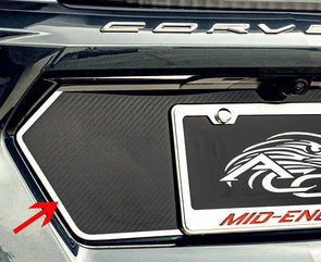 C8 Corvette - Tag Back Trim Plate | Carbon Fiber w/ Stainless Steel Trim