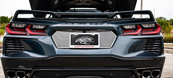 C8 Corvette - Tag Back Trim Plate | Carbon Fiber w/ Stainless Steel Trim