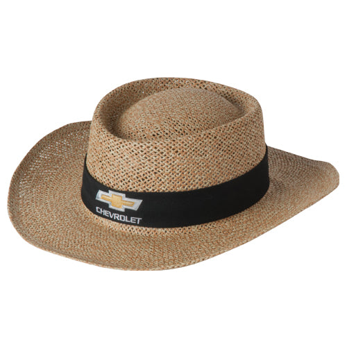 Chevrolet Gold Bowtie Natural Straw Hat