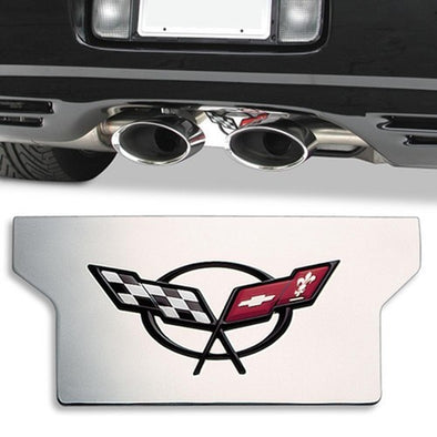 C5 & Z06 Corvette Exhaust Plate | Polished Stainless Steel | C5 Logo | 1997-2004 - [Corvette Store Online]