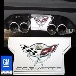 C5 & Z06 Corvette Exhaust Plate | Billet Chrome with 50th Anniversary Logo | 1997-2004 - [Corvette Store Online]