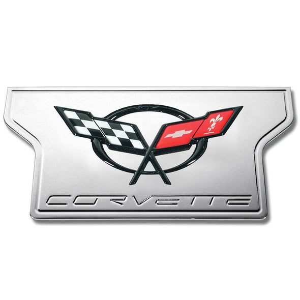 C5 & Z06 Corvette Exhaust Plate - Billet Chrome with C5 Logo | 1997-2004
