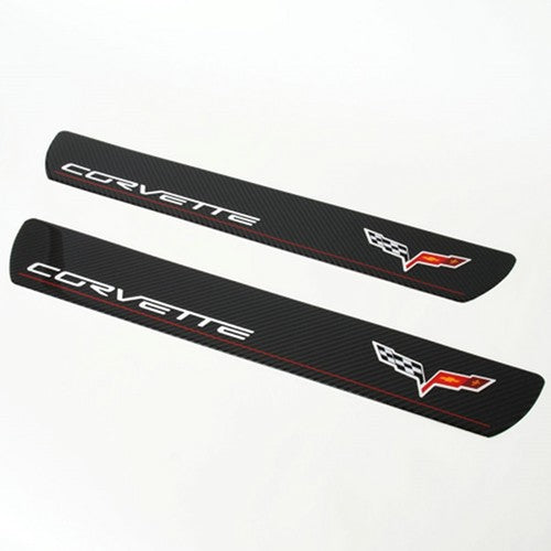 C6 Corvette Door Sill Plates | Carbon Fiber | C6 Logo | 2005-2013 - [Corvette Store Online]