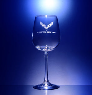 Corvette Logo Tall Wine Taster Glass Pair - Choose Logo for Custom Etching
