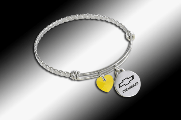 Chevy Bowtie Logo Twisted Wire Charm Bracelet