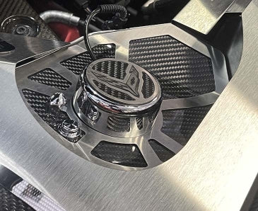 2020-2025 C8 Corvette Coupe - Carbon Fiber Shock Tower Covers Brushed Trim With Insert Flag | Stainless Steel
