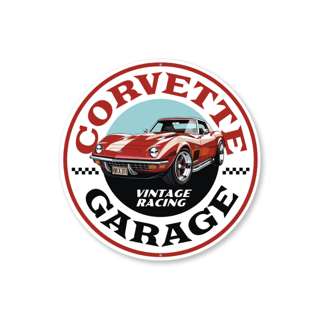 Corvette Garage Vintage Racing Aluminum Sign