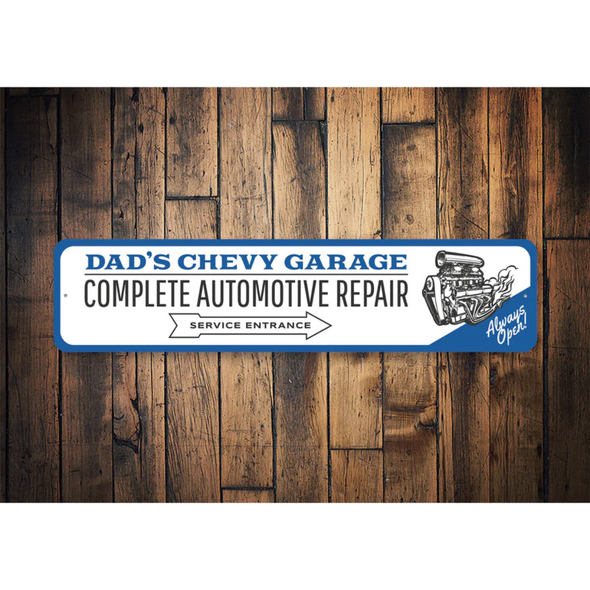 Personalized Chevy Garage Sign - Aluminum Sign
