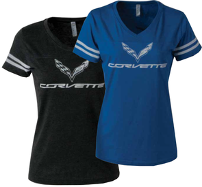 Ladies C7 Corvette Football Jersey Tee - [Corvette Store Online]