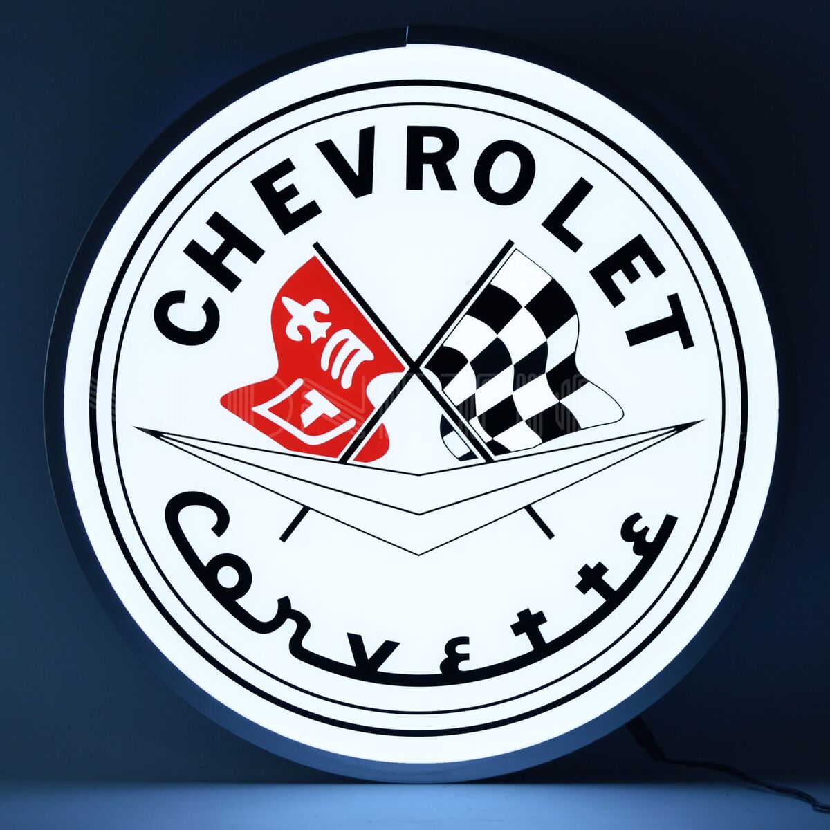 Corvette Flags 15 Inch Backlit Led Lighted Sign - [Corvette Store Online]